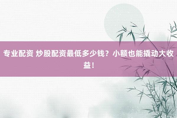 专业配资 炒股配资最低多少钱？小额也能撬动大收益！