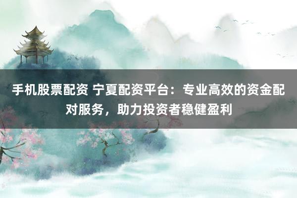 手机股票配资 宁夏配资平台：专业高效的资金配对服务，助力投资者稳健盈利
