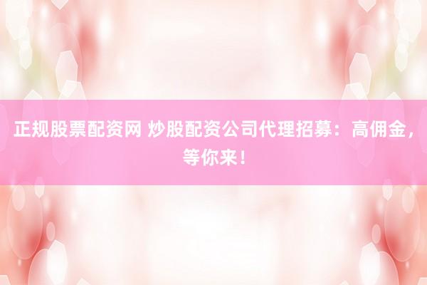 正规股票配资网 炒股配资公司代理招募：高佣金，等你来！