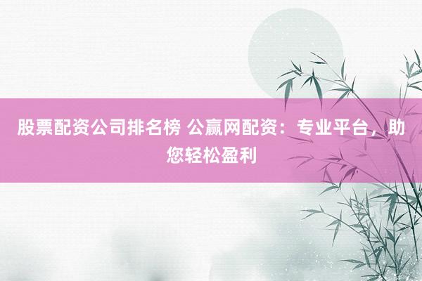 股票配资公司排名榜 公赢网配资：专业平台，助您轻松盈利