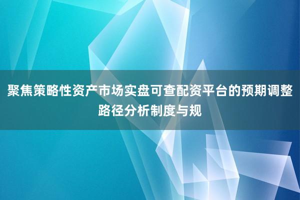 聚焦策略性资产市场实盘可查配资平台的预期调整路径分析制度与规