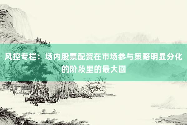 风控专栏：场内股票配资在市场参与策略明显分化的阶段里的最大回