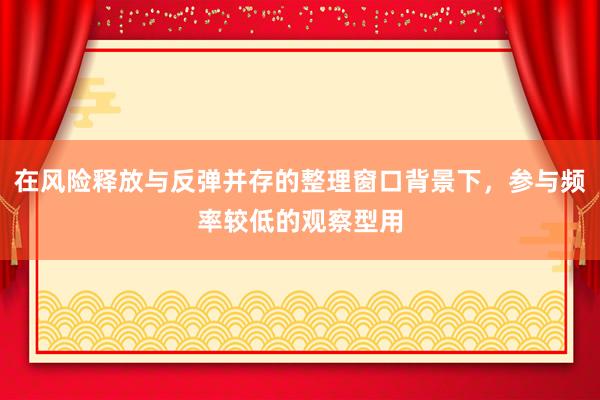 在风险释放与反弹并存的整理窗口背景下，参与频率较低的观察型用