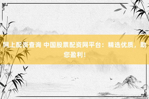网上配资查询 中国股票配资网平台：精选优质，助您盈利！