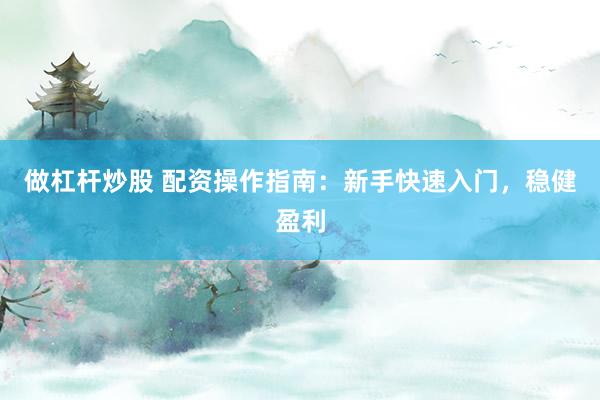 做杠杆炒股 配资操作指南：新手快速入门，稳健盈利