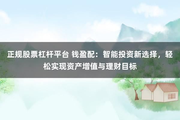 正规股票杠杆平台 钱盈配：智能投资新选择，轻松实现资产增值与理财目标