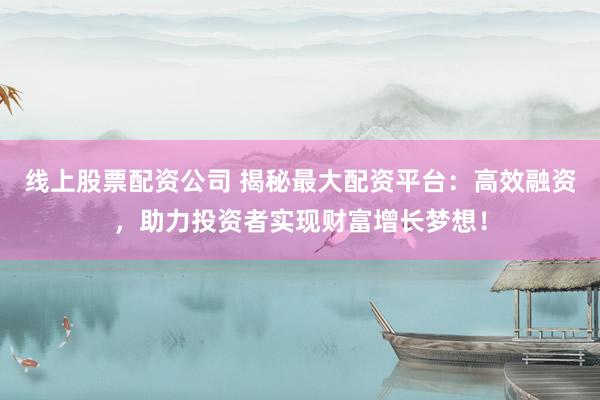 线上股票配资公司 揭秘最大配资平台：高效融资，助力投资者实现财富增长梦想！